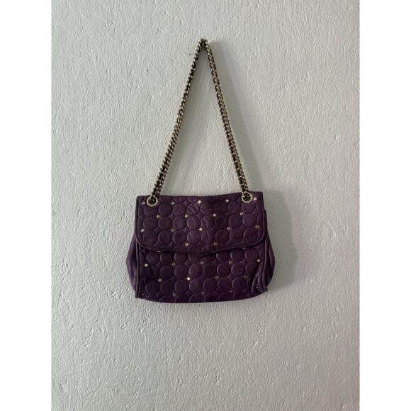 Rebecca Minkoff Studded Quilted Chain Strap Purple Leather Shoulder Bag - Picture 4 of 16